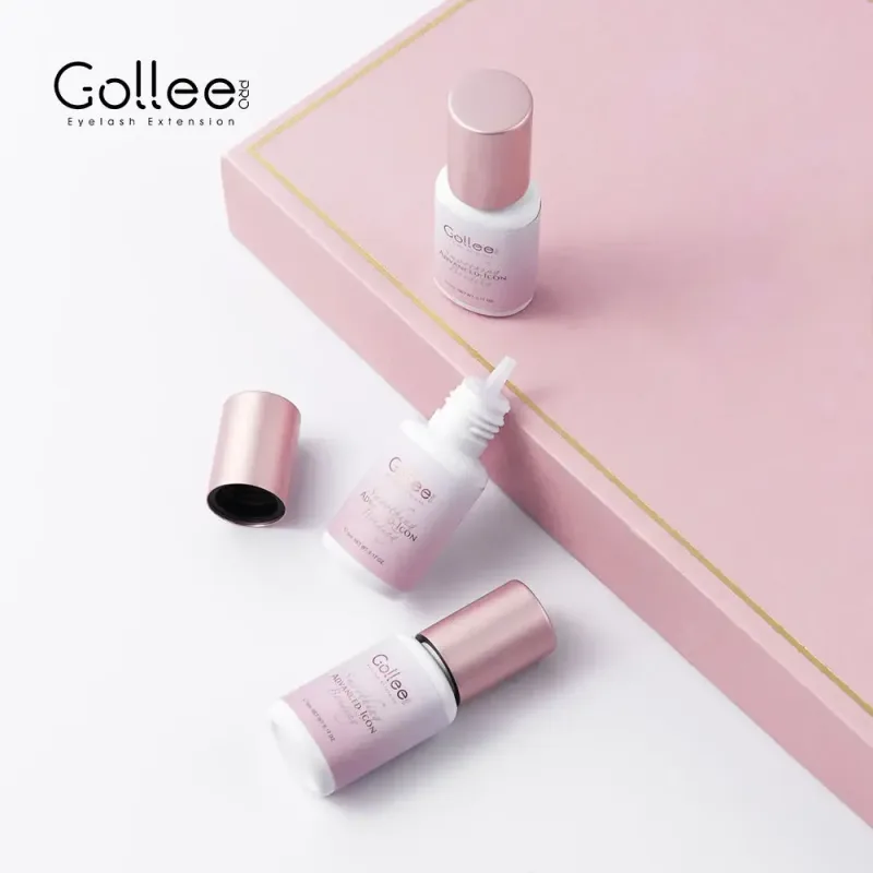 Gollee 5pcs Pink Clear Eyelash Grafting Glue And Gollee 5pcs Fast Drying Black Eyelash Extension Adhesive Private Label Accepted