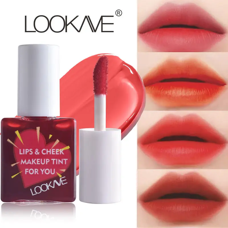 Batom líquido para bochecha, brilho labial fosco, hidratante, frutas, blush, 6 cores, brilho labial, cosméticos à prova d'água de longa duração