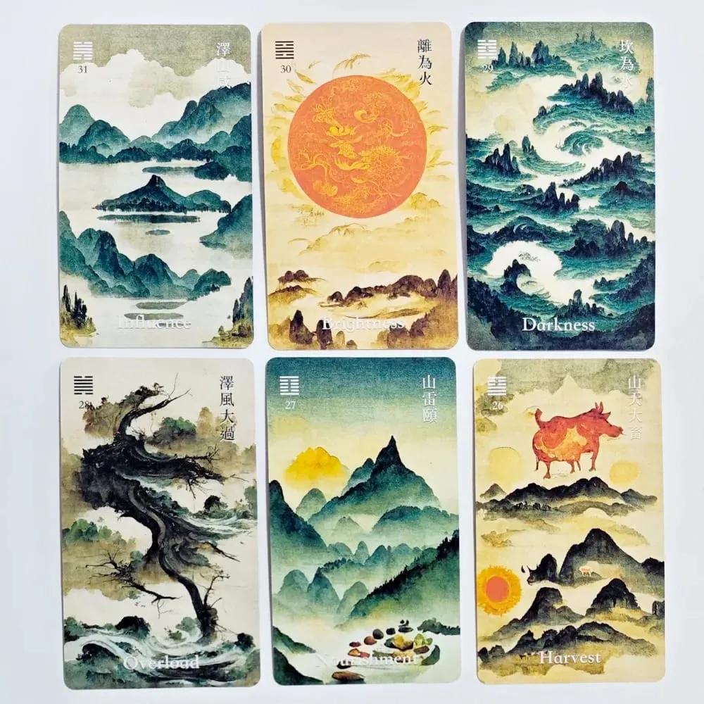 64 cartões i-ching oracle deck tinta tradicional estilo arte ferramenta de adivinhação chinesa para orientação espiritual e meditação 10.3*6cm — image 4