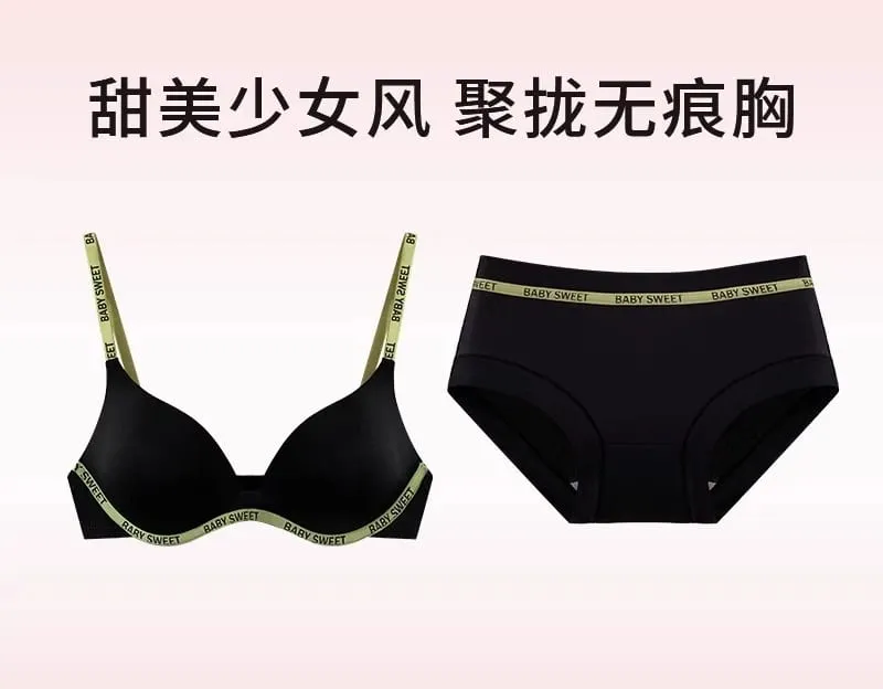 Conjunto de bralette sem costura para adolescentes, conforto sem fio, acolchoamento push up, levemente forrado, cor pura, calcinha, mulheres jovens, lingerie moyisu