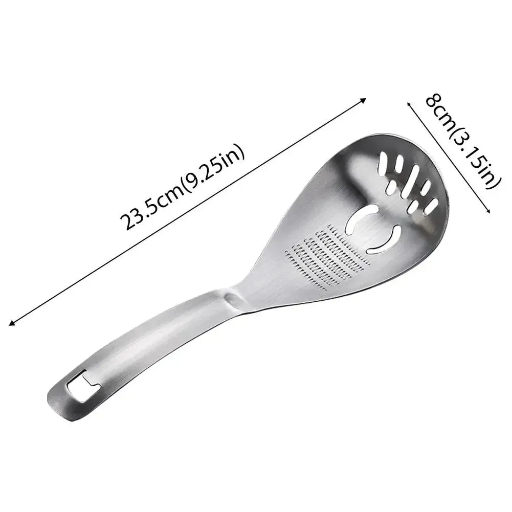 Stainless Steel Ginger Garlic Grater Multi-functional Grinding Spoon Egg Soup Divider Kitchen Cooking Utensils
