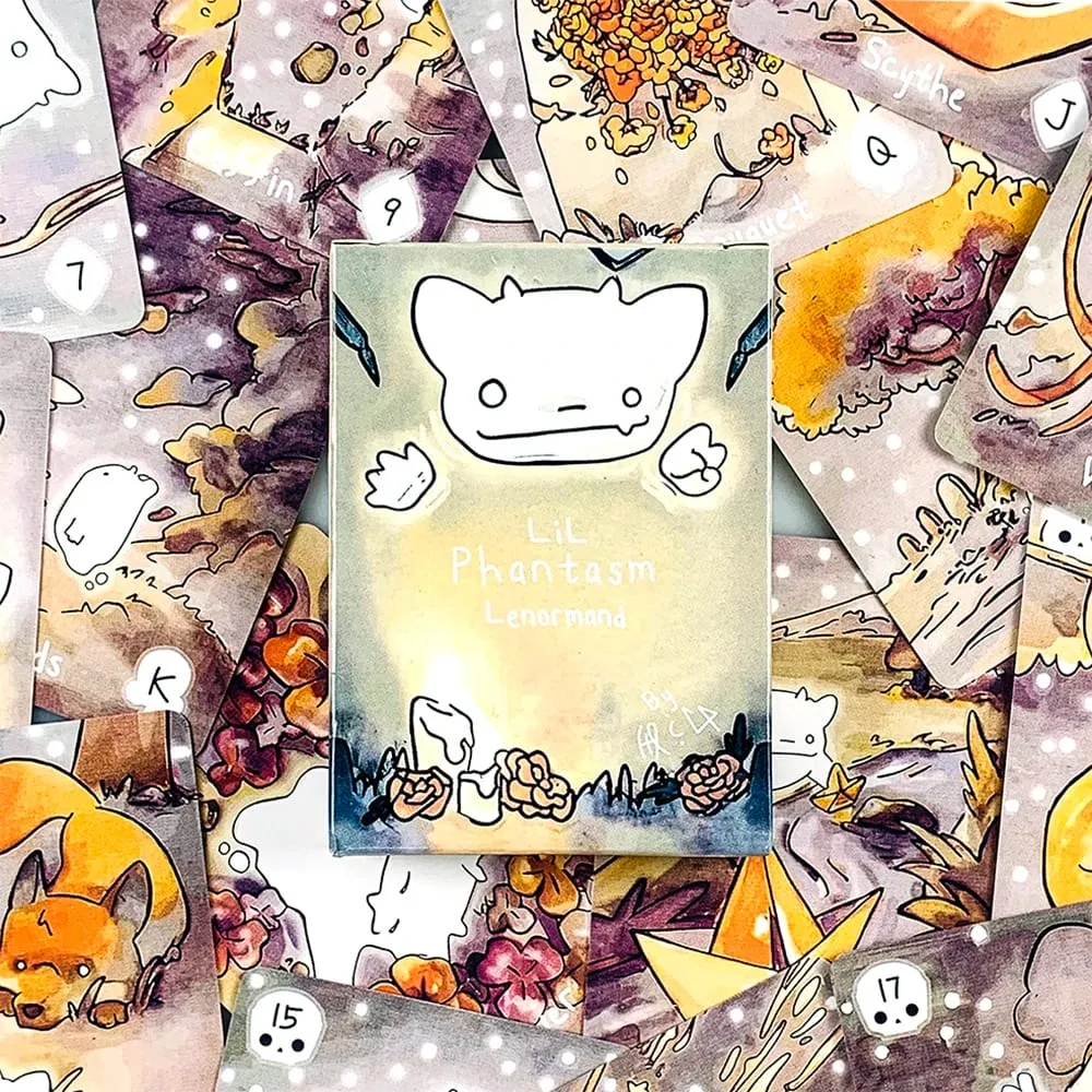 Lil Phantasm Lenormand Oracle Deck 36 可愛幽靈主題神諭獨特藝術算命卡牌遊戲萬聖節遊戲