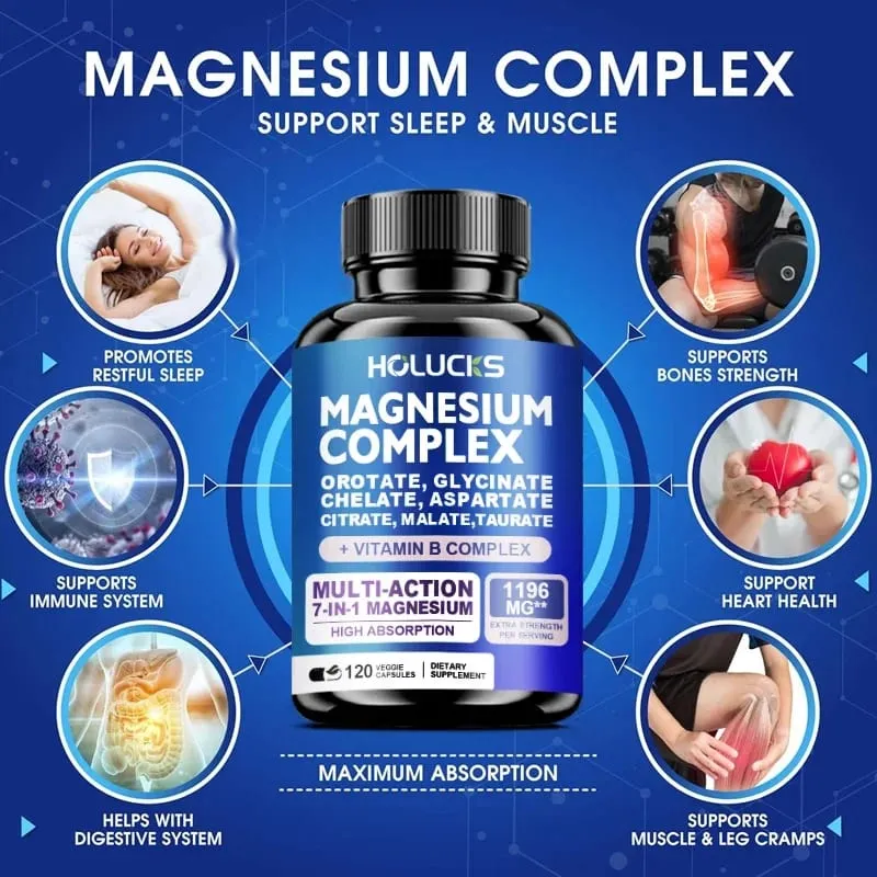 Suplementos complexos de magnésio-osso de memória e promovem a saúde do cérebro, apoio ao sono, relaxamento muscular, estresse e alívio de ansiedade