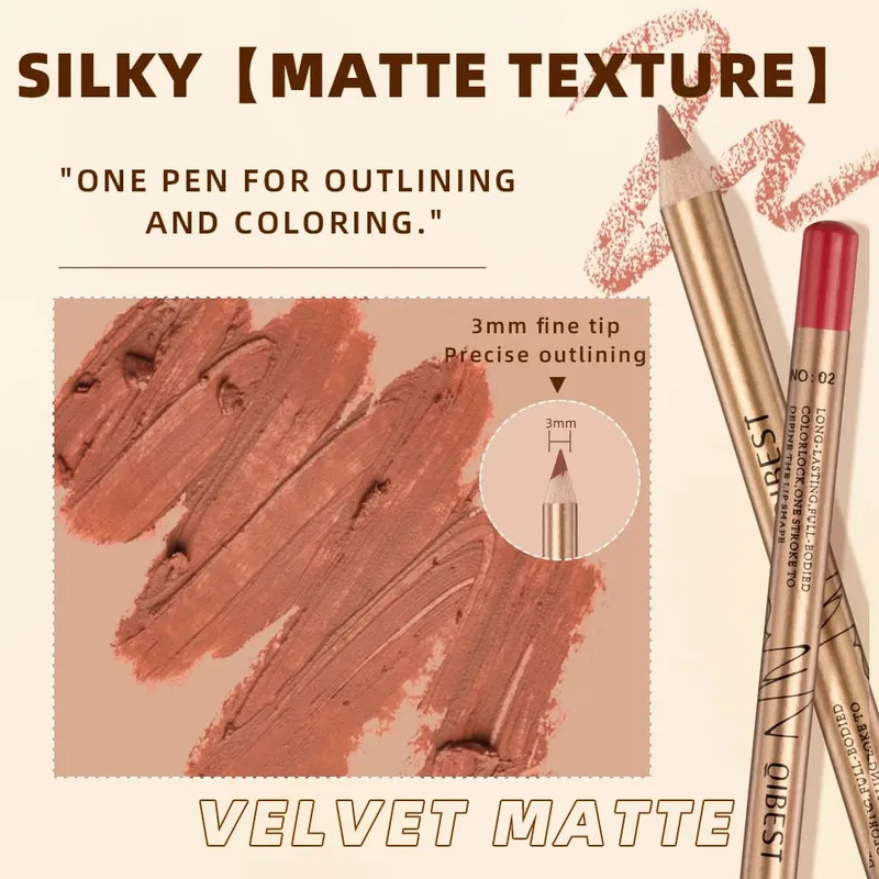 12 PCS Lipliner Sets Waterproof Matte Lip Pencil Lipstick Lasting Lip Liner Pen Smooth Nude Lipstick Pen For Cosmetics