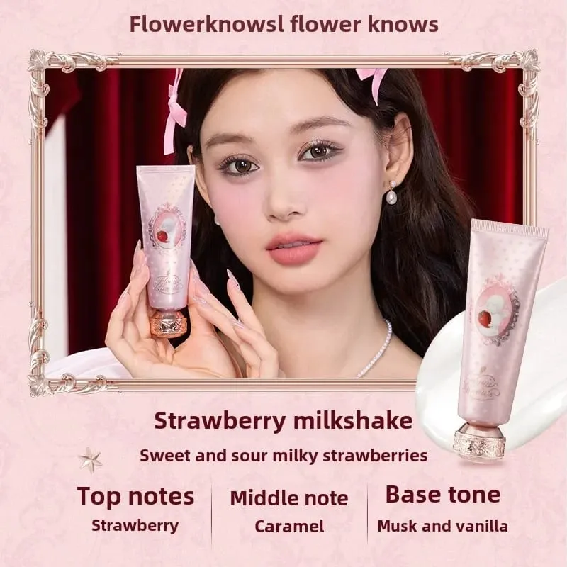 Flowerknows Morango Cupido Creme para as Mãos Perfumado Hidratante Nutritivo Loções de Cuidados com a Pele para Mulheres Creme Clareador Maquiagem — image 5
