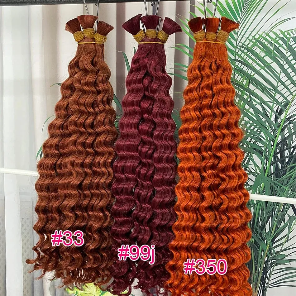 4 # chocolate marrom onda profunda cabelo humano em massa para tranças boho encaracolado trança cabelo 18-30 polegada pacote de cabelo remy brasileiro