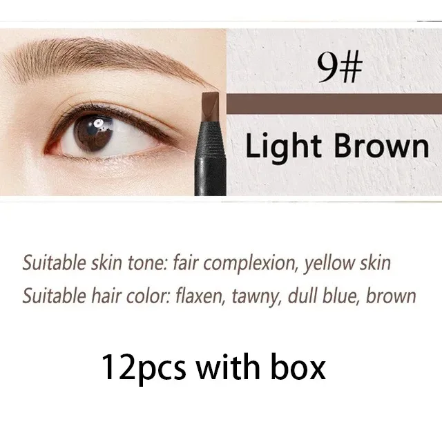 6/12 pçs lápis de sobrancelha núcleo duro atacado maquiagem puxar linha haozhuang marca permanente peel off branco preto à prova dnatural água natural