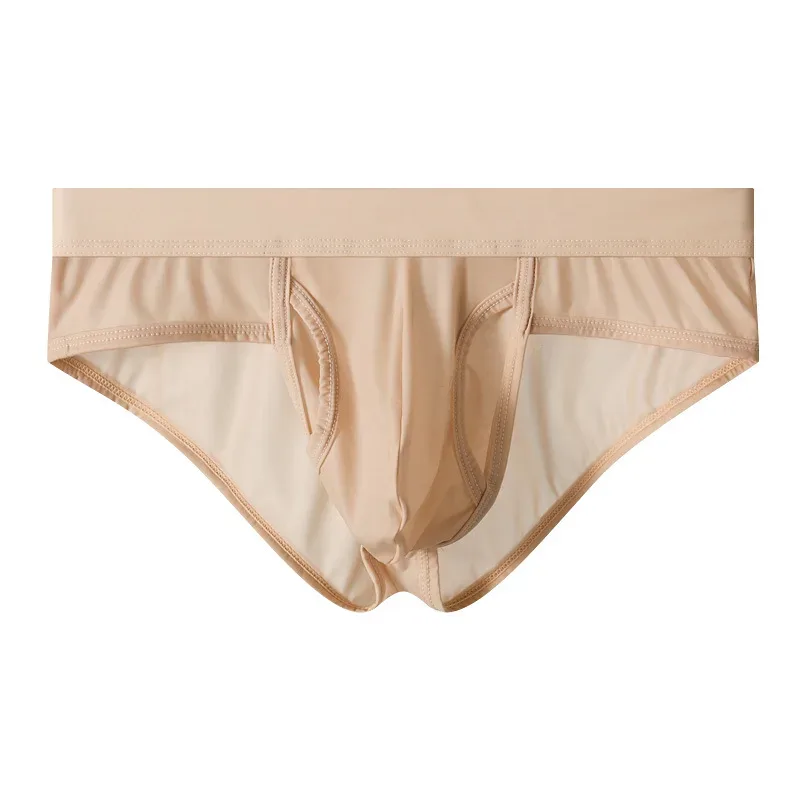 Open Front Fly Pouch Underwaer Men Scrotal Support Sports Briefs Ice Silk Breathable Underpant Bullet Separate Healthy Panties