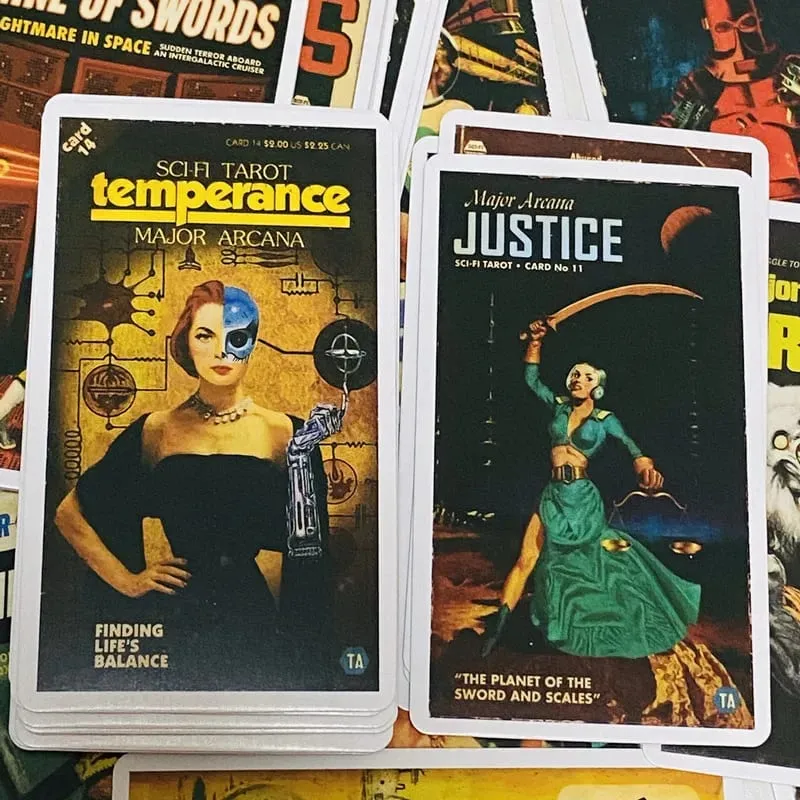 Cartas de tarô de ficção científica de todd alcott, baralho de adivinhação com 78 versões em inglês, edição de tabuleiro oracle, jogo de mesa para festa