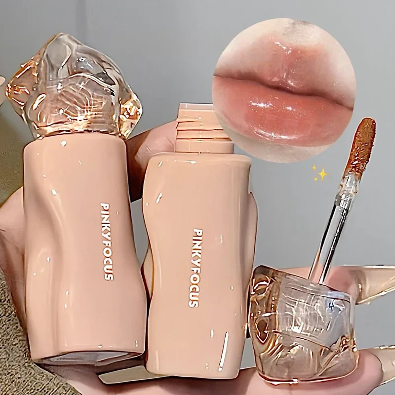 Pinkyfocus batom brilhante espelho brilho labial hidratante hidratante suculento nu lábio matiz longa duração diário natural maquiagem batom