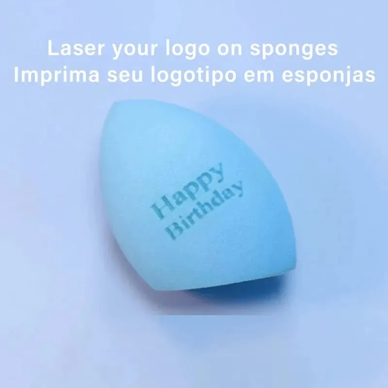 50 pçs logotipo personalizado rosa vermelho branco hidrofílico cosméticos compõem esponja beleza látex-livre esponja lavável liquidificadores em pó puffs