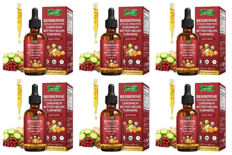 Lenm Berberine Liquid Drops com Ceilão Canela Cromo Melão Amargo Cúrcuma para Suporte ao Bem-Estar Metabólico 60ml 30 Porções — image 10