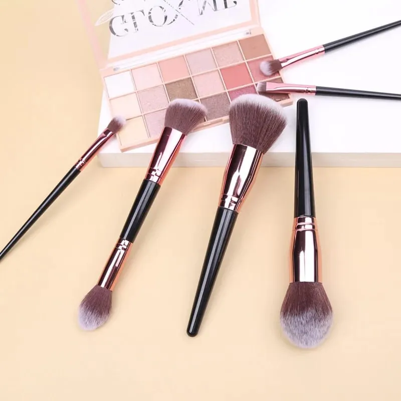 Conjunto de pincéis de maquiagem com saco, 15 peças, sombra, pó, base, lábios, ferramenta de beleza profissional, pincel de maquiagem
