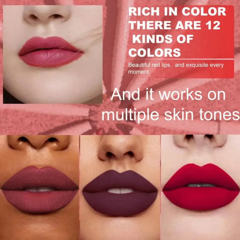 6 Color Lip Liner Pen Set Waterproof Sweatproof Easy Coloring Lasting Non-fading Color Rendering Lip Gloss Set Beauty Makeup