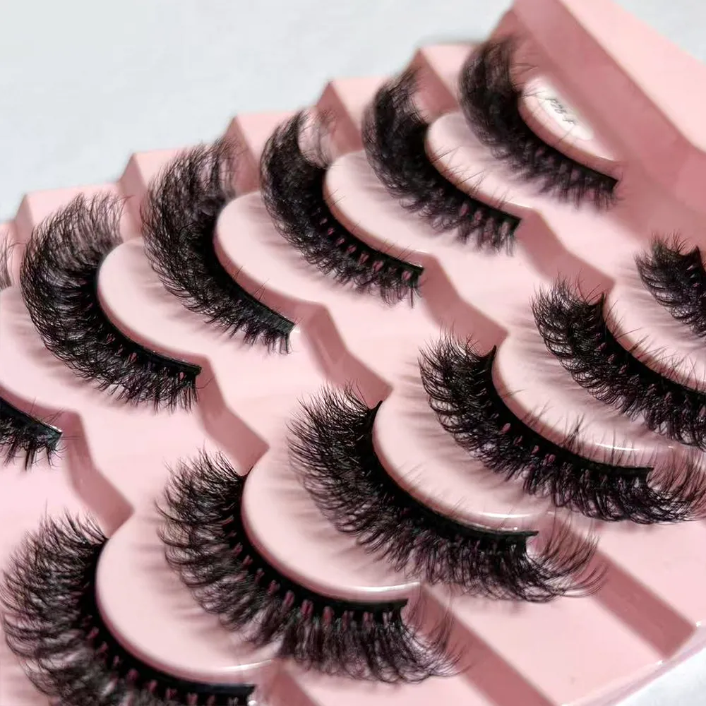 Classic 3D Volume Faux Mink Lashes Natural Look Fluffy False Eyelashes Wispy Cat Eye Lashes Fluffy 3D Mink Lashes