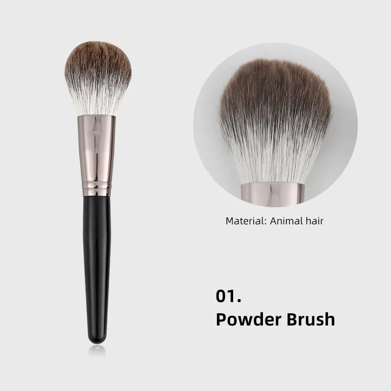 Luxury 10pcs Makeup Brush Set - Premium Fox Hair Powder/Blush/Concealer Brushes Anti-Aging Cosmetic Tools with Ergonomic Handles