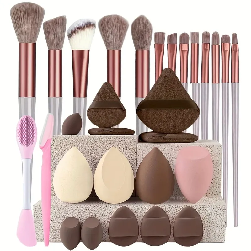 Pincéis de maquiagem 8-29pcs kit de maquiagem profissional feminino cosméticos pincel de pó macio sombra fundação conjunto completo ferramenta de beleza de viagem