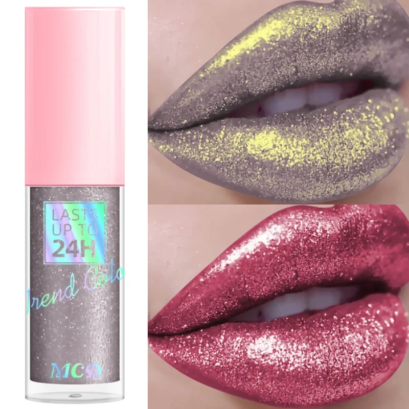 Batom líquido metálico com glitter, brilho labial de longa duração, à prova d'água, pérola brilhante, alta pigmentação, maquiagem coreana, presentes, 1 peça