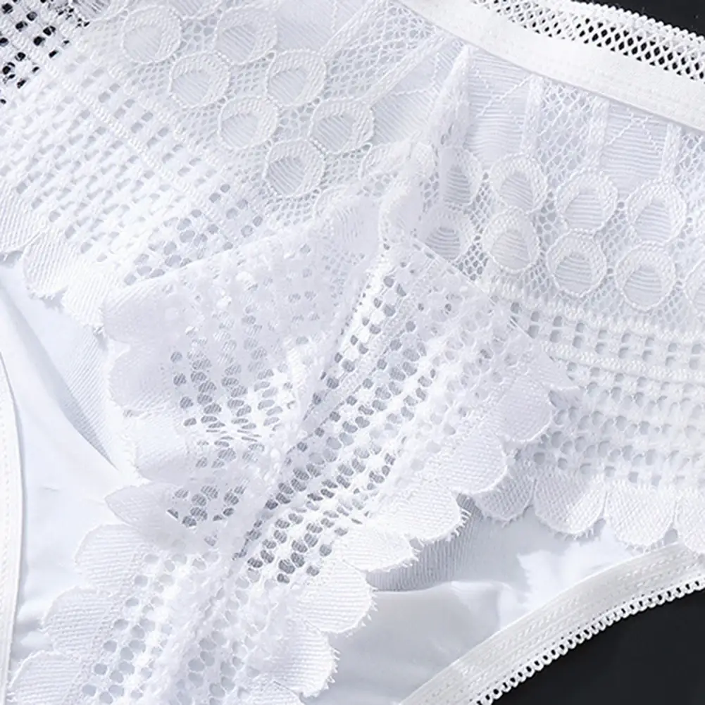 1pc Men's Sexy Lace Briefs Seamless Ice Silk G-String Underwear 3D Bulge Pouch Solid Thong High Elastic Breathable Panties