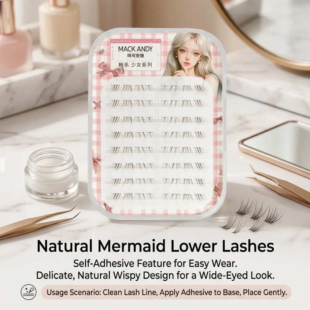 Extensões de cílios estilo sereia, 8 fileiras, manga, cílios inferiores finos, aparência natural, sem necessidade de cola, para ferramentas perfeitas de maquiagem dos olhos