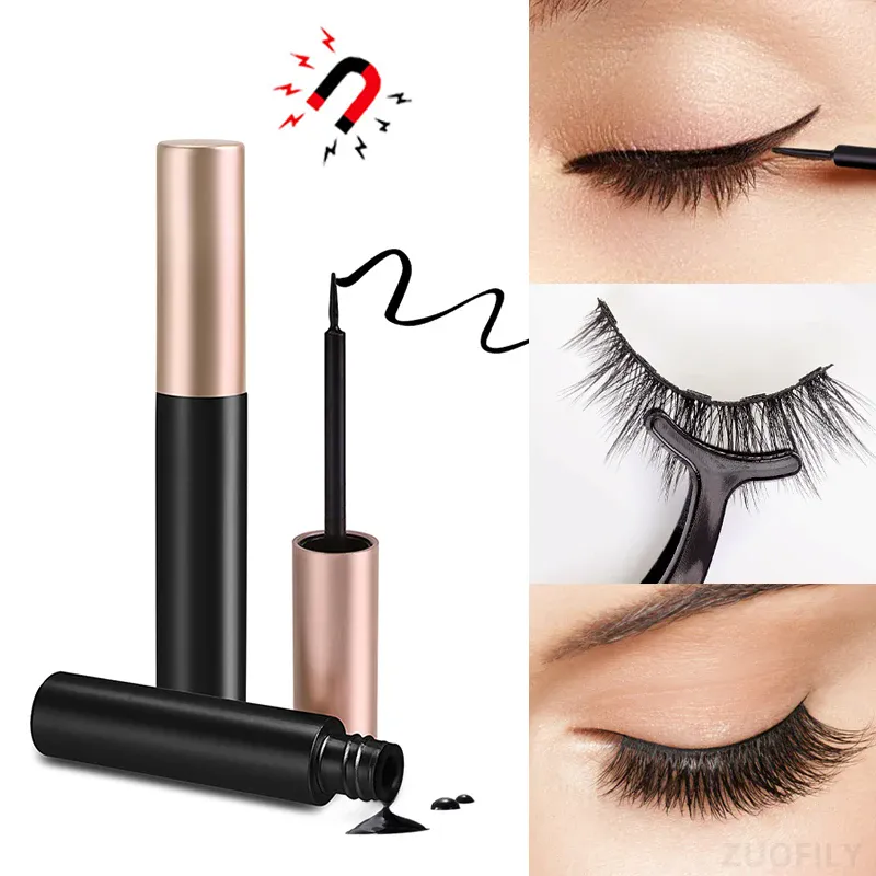 1/2 pçs preto magnético delineador cola extensão de cílios postiços magia auto-adesivo delineador líquido sem florescer maquiagem dos olhos cosméticos