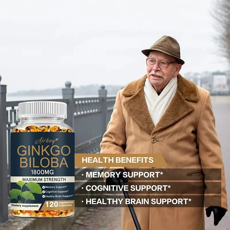 Cápsulas de Ginkgo Biloba - Impulsionam o cérebro, melhoram a memória e as habilidades cognitivas, melhoram a circulação sanguínea