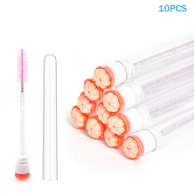10 pçs/set coleção de frutas rímel escova reutilizável lash escova tubo carretéis lash extensão pincéis aplicadores ferramentas de maquiagem