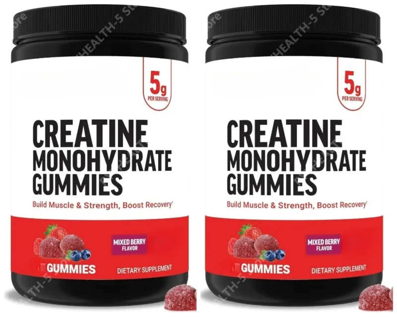 Gomas de monohidrato de creatina, frutas mistas, mastigáveis, suporte diário de fitness para homens e mulheres, sem gelatina, 60 gomas