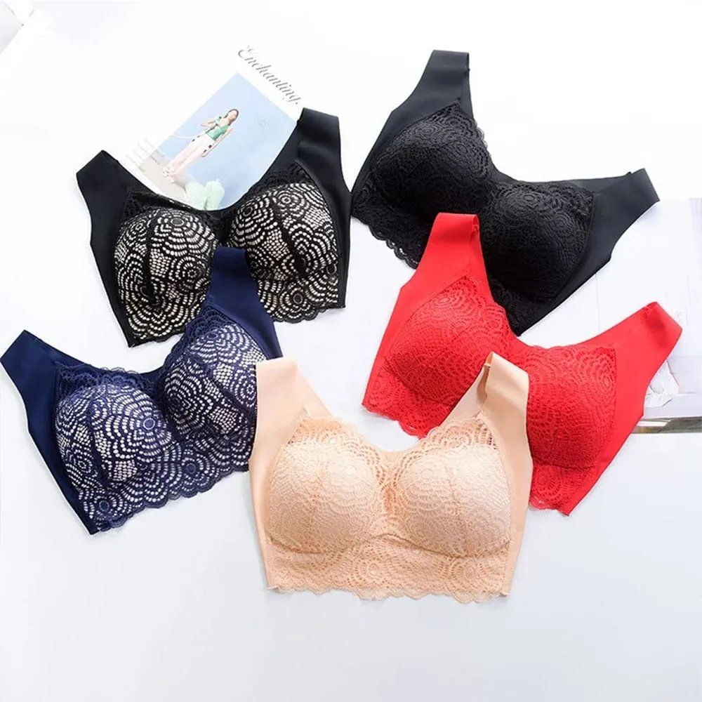 Sexy plus size roupa interior sem costura sutiãs de renda superior sem fio fino copo sutiã sono colete lingerie c d cup