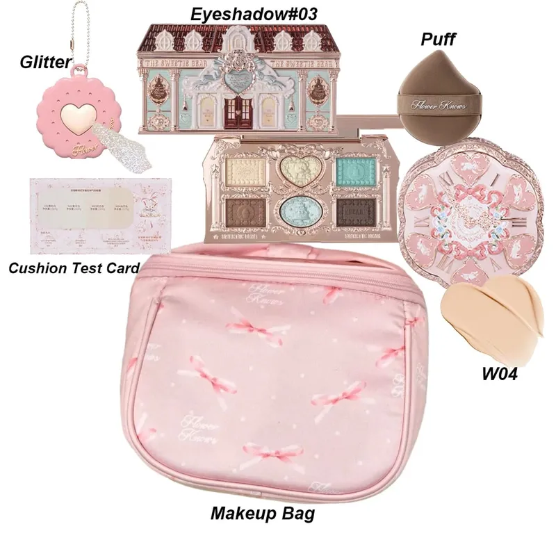 Flor sabe conjunto de maquiagem caixa completa cisne urso jardim coleção em relevo blush brilho batom kit fundação tudo em kit de maquiagem