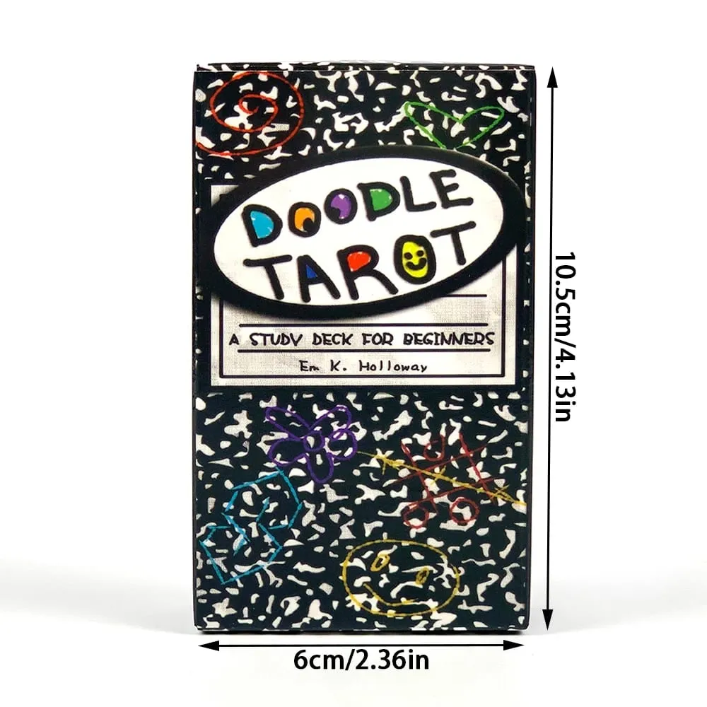 塗鴉塔羅牌 78 張英文版占卜博拉德遊戲卡牌遊戲可愛手繪適合初學者和靈性閱讀