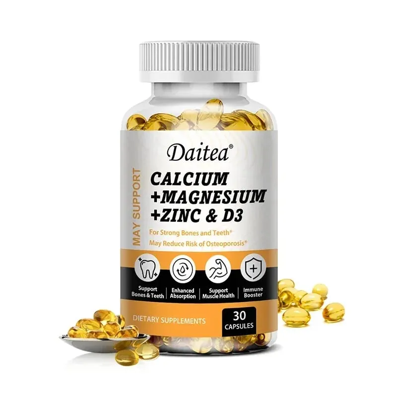 Daitea Calcium Magnesium Zinc Capsules Vitamin D3 helps support bones teeth heart and enhance immune system function.