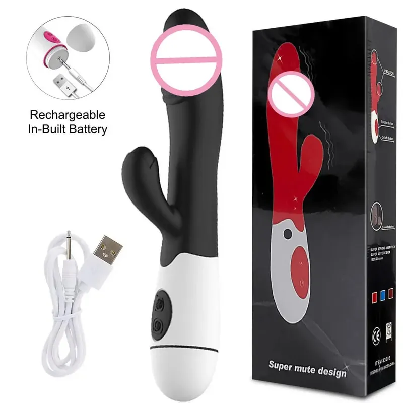 Vibrador coelho para mulheres, 30 velocidades, recarregável, ponto g, estimulador de clitóris, vagina, masturbador feminino, brinquedos sexuais para aldult
