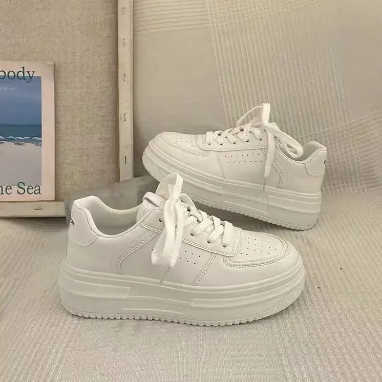 Mulheres plataforma sapatos de lona altura crescente tênis grossos para jovens meninas formadores ao ar livre senhoras calçados sola grossa