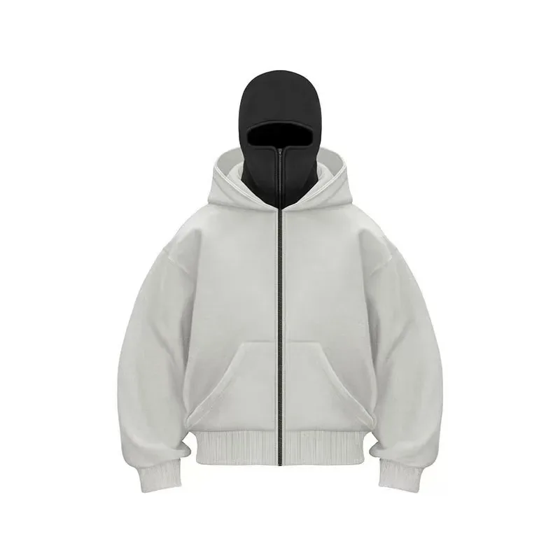 2025 Autumn Men Balaclava Y2K Gothic Harajuku Winter New Item Double Hooded Sweatshirt Men's Hooded Mask Zipper Sportswear Women