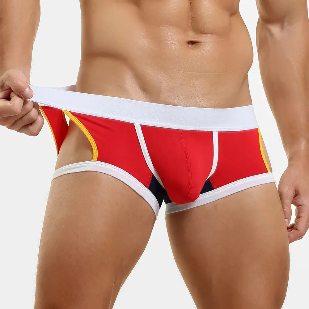 Men's Low-Waist U-Shape Flat Briefs Underwear Trendy Side-Light Design Comfortable Innerwear for Men