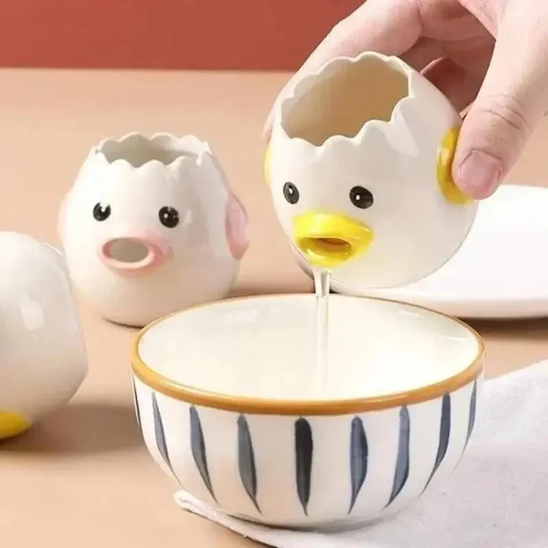 Engraçado pequeno pintinho separador adequado ovos gema branco separador cerâmica criativo dos desenhos animados ovos ferramentas de cozinha casa cozinhar acessório
