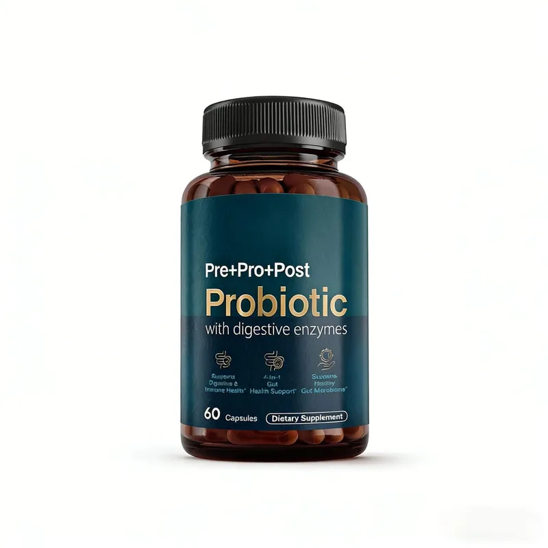 Enzimas digestivas probióticas pré-bióticas pós-bióticas premium 4 em 1 para homens e mulheres apoiam a imunidade à digestão intestinal 60 cápsulas