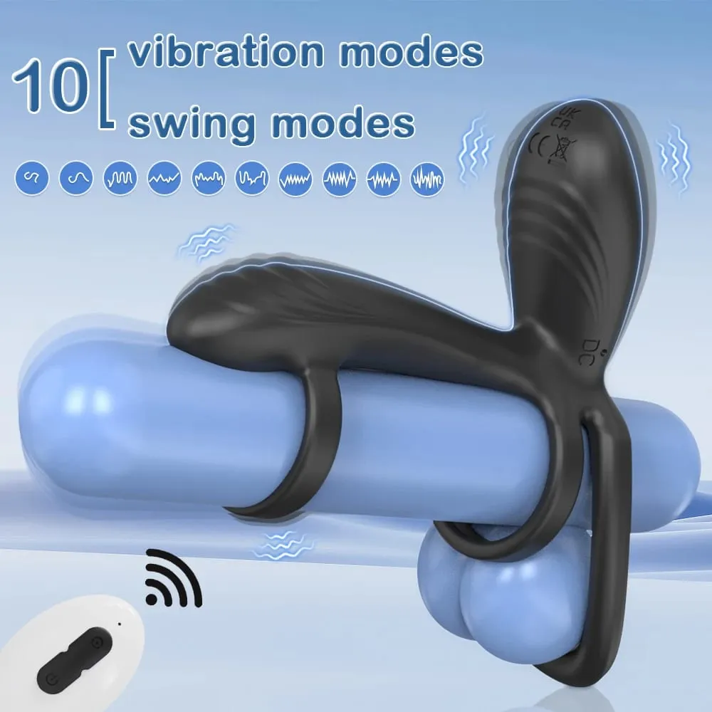 Vibrador duplo com controle remoto, anel peniano para homens, tempo de atraso, massageador de próstata, anéis penianos, brinquedo sexual vibratório para homens — image 5