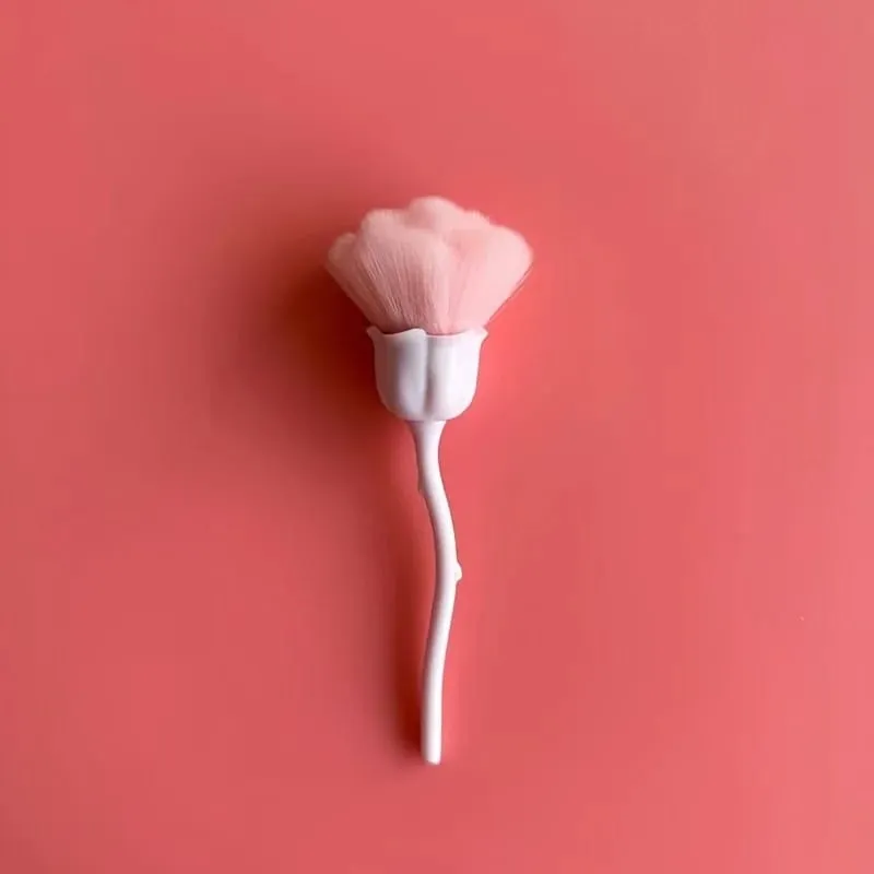 Pincel de pó para unhas em formato de rosa, cerdas macias, maquiagem, base, pó, blush, ferramentas, base, maquiagem, pincel de beleza