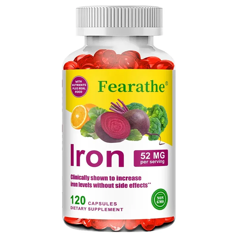 Suplemento de ferro e vitamina C - aumenta o foco energético e a função imunológica, apoiando os glóbulos vermelhos, melhorando a imunidade, não-OGM