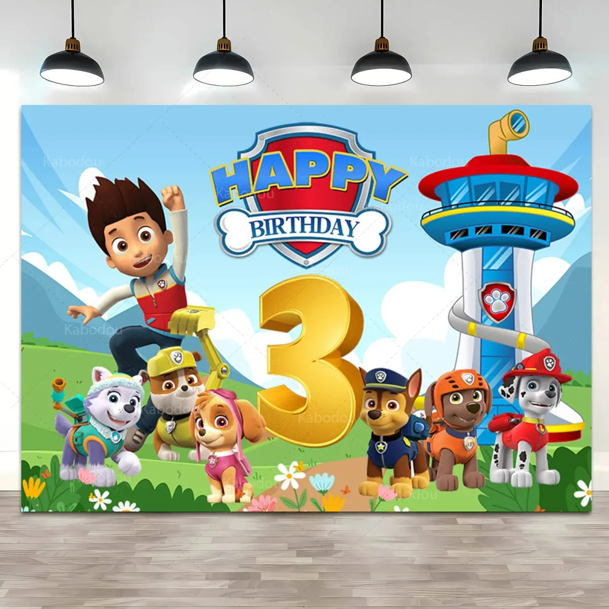 Pano de fundo personalizado para crianças, nome da idade, patrulha pata, menino, 1º, 2º, 3º aniversário, decoração de fundo, faixa de cachorro, pôster, estúdio de fotos