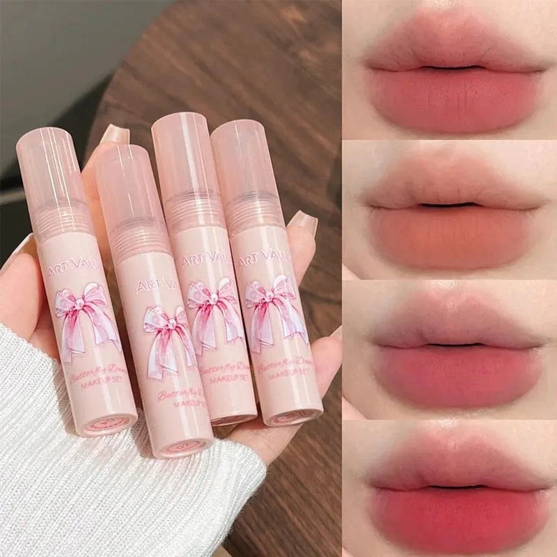 ART VALUE 6Pcs Makeup Set Include 4pc Velvet Nude Matte Liquid Lipstick And 1pc Face Blush Palette With Necklace Gift Cosmetics