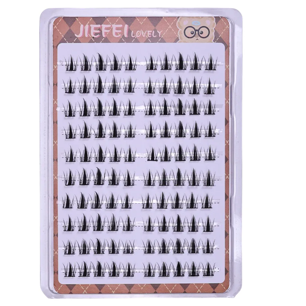 Kit de cílios seccionados de fibra fosca macia autoadesiva 10 linhas sem cola 3D mangá natural DIY cílios de maquiagem para os olhos