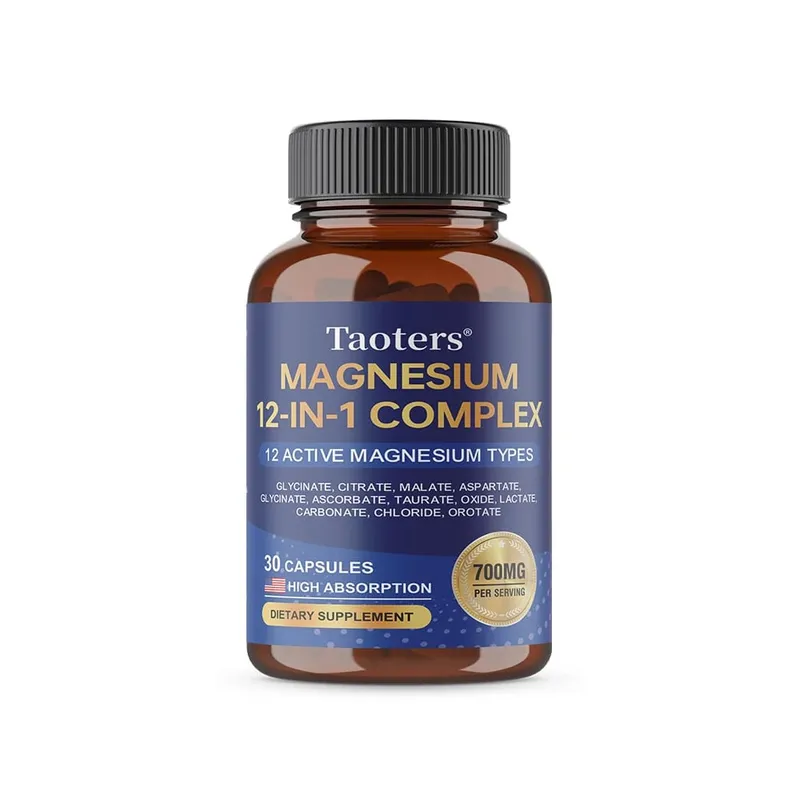 Magnesium 12-in-1 Complex Supplement – 700mg High Absorption Glycinate Citrate Malate & Taurate Blend for Muscle Nerve Sleep
