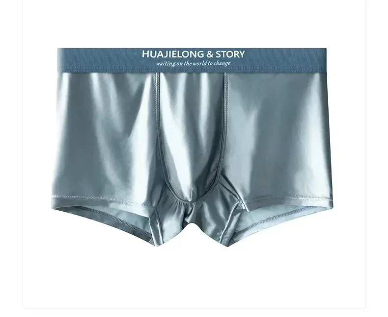 1/3 pçs masculino fresco gelo seda boxers shorts verão cetim-como sólida cuecas pele amigável malha respirável virilha roupa interior masculina