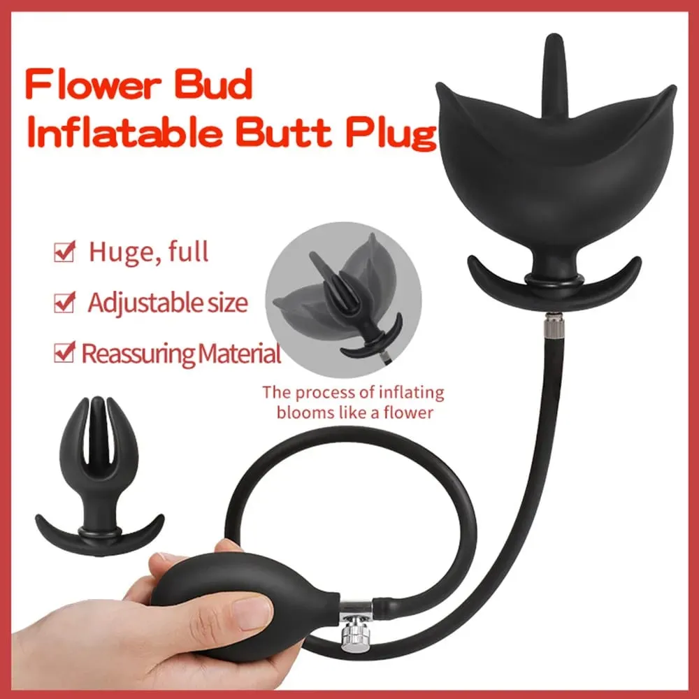 Expansor anal de flor 3d, plugue anal inflável para treinamento, plug anal, dilatador de bunda anal, brinquedo sexual de próstata para homens e mulheres