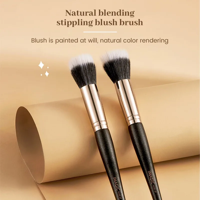 Pincel de blush único, pó solto, contorno, iluminador, ferramenta de maquiagem de cabelo de fibra macia, pincéis de beleza profissionais