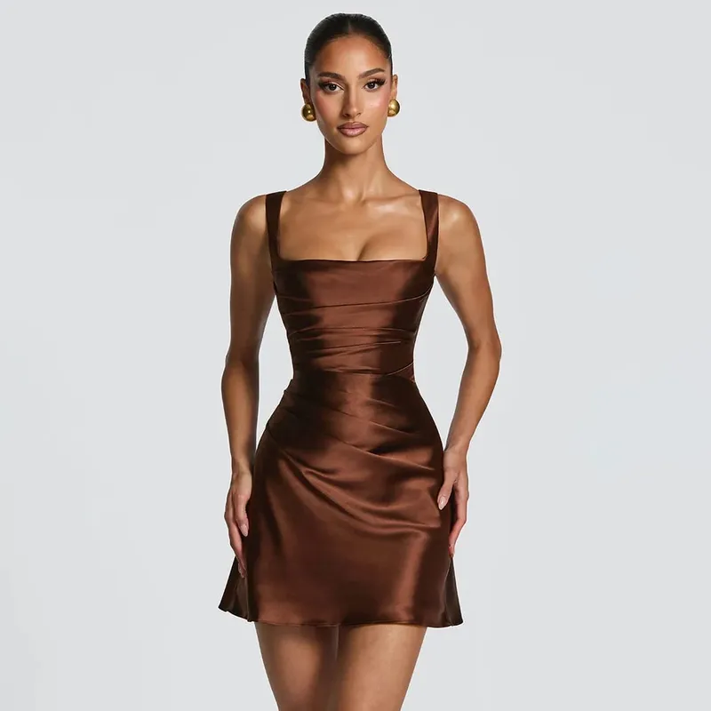 Mulheres sexy sólido plissado vestido sem alças senhora chique fora do ombro sem costas cintura alta vestidos divididos 2026 verão vestido de festa à noite — image 22