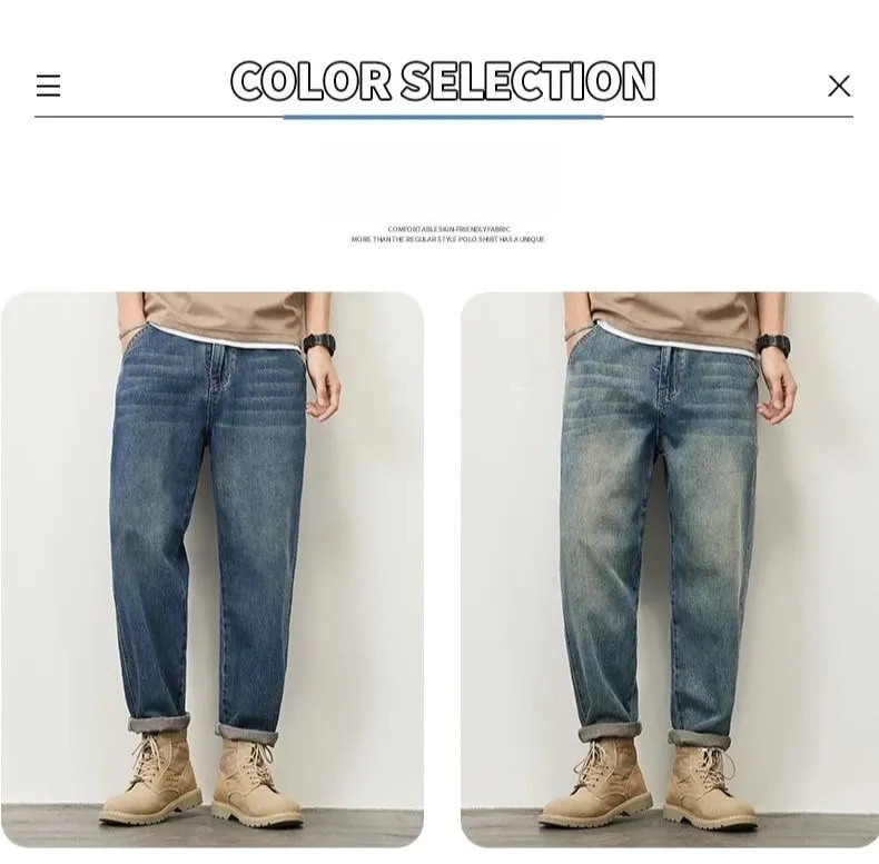 Verão micro-cone jeans retos para homem solto confortável e versátil casual adolescente na moda retro calças jeans para homem